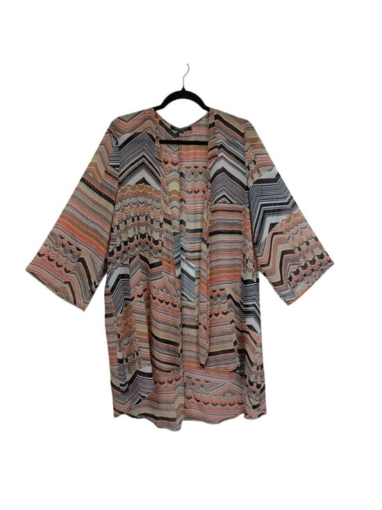 Alex & Olivia Womens Plus Size Open Front Kimono 2X Multicolor Chevron Print - Picture 8 of 8
